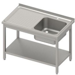 Stół ze zlewem 1-kom.(P),z półką 1000x600x850 mm skręcany, blat tłoczony