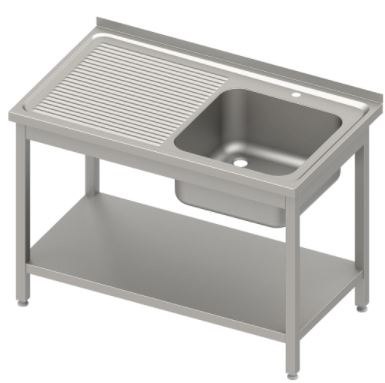 Stół ze zlewem 1-kom.(P),z półką 1000x600x850 mm skręcany, blat tłoczony