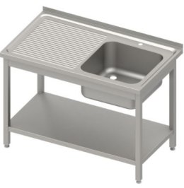 Stół ze zlewem 1-kom.(P),z półką 1200x700x850 mm skręcany, blat tłoczony