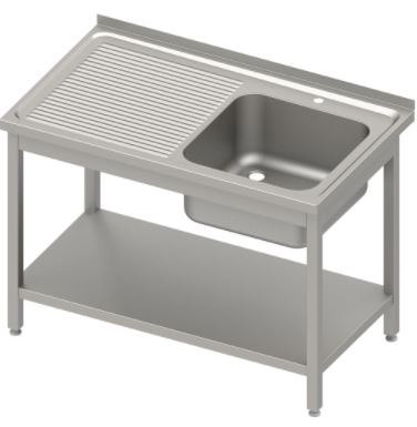 Stół ze zlewem 1-kom.(P),z półką 1200x700x850 mm skręcany, blat tłoczony