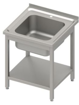 Stół ze zlewem 1-kom.z półką 600x600x850 mm skręcany, blat tłoczony
