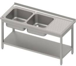 Stół ze zlewem 2-kom.(L),z półką 1200x700x850 mm spawany, blat tłoczony