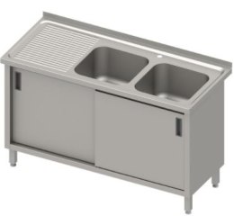 Stół ze zlewem 2-kom.(P),drzwi suwane 1200x600x850 mm, blat tłoczony