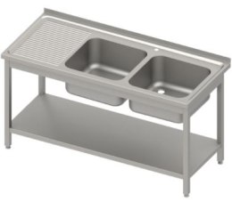 Stół ze zlewem 2-kom.(P),z półką 1200x700x850 mm spawany, blat tłoczony