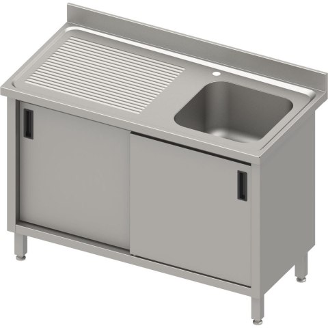 Stół ze zlewem 1-kom.(P),drzwi suwane 1600x600x850 mm, blat tłoczony,rant puszkowy 100x15x10