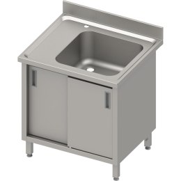 Stół ze zlewem 1-kom.(P),drzwi suwane 900x700x850 mm, blat tłoczony,rant puszkowy 100x15x10