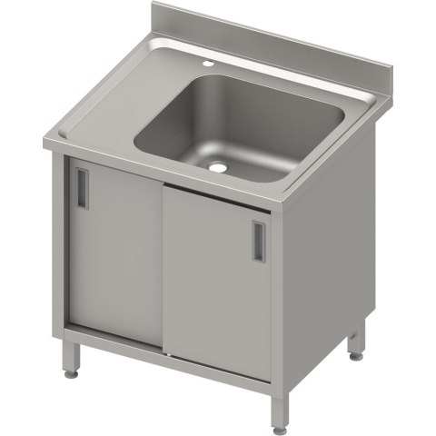 Stół ze zlewem 1-kom.(P),drzwi suwane 900x700x850 mm, blat tłoczony,rant puszkowy 100x15x10