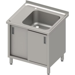 Stół ze zlewem 1-kom.(P),drzwi suwane 900x700x850 mm, blat tłoczony