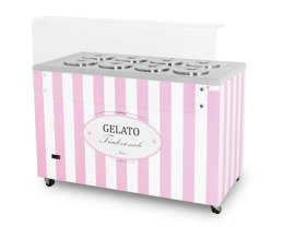 Dystrybutor do lodów | witryna do lodów | konserwator | retro | 8 tub | okrągłe kuwety | 1283x670x895 mm | GELATO POZETTI 8 PINK Resto Quality