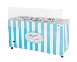 Dystrybutor do lodów | witryna do lodów | konserwator | retro | 10 tub | okrągłe kuwety | 1503x670x895 mm | GELATO POZETTI 10 BL Resto Quality