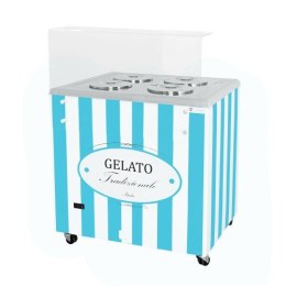 Dystrybutor do lodów | witryna do lodów | konserwator | retro | 4 tub | okrągłe kuwety | 843x670x895 mm | GELATO POZETTI 4 BLUE Resto Quality