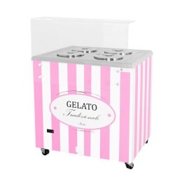 Dystrybutor do lodów | witryna do lodów | konserwator | retro | 4 tub | okrągłe kuwety | 843x670x895 mm | GELATO POZETTI 4 PINK Resto Quality