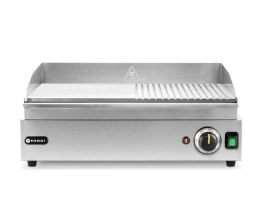 Płyta grillowa w połowie żebrowana, HENDI, Kitchen Line, 1/2 gładka, 1/2 ryflowana, 220-240V/2400W, 527x404x(H)233mm