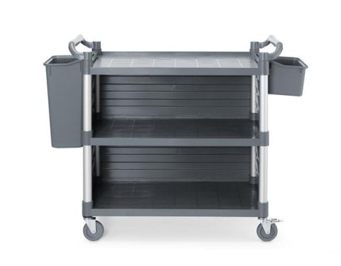 Wózek kelnerski 3-półkowy z polipropylenu, duży, AmerBox, Zawiera boczne panele, 1010x500x(H)960mm