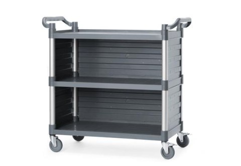 Wózek kelnerski 3-półkowy z polipropylenu, duży, AmerBox, Zawiera boczne panele, 1010x500x(H)960mm