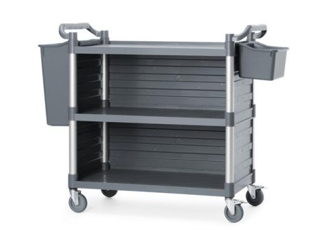 Wózek kelnerski 3-półkowy z polipropylenu, duży, AmerBox, Zawiera boczne panele, 1010x500x(H)960mm