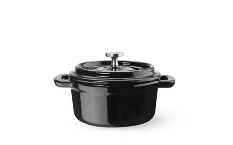 Garnek żeliwny emaliowany, HENDI, 0,27L, czarny, 130x100x(H)48mm