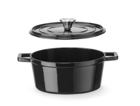 Garnek żeliwny emaliowany, HENDI, 3,7L, czarny, 317x240x(H)105mm