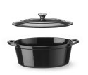 Garnek żeliwny emaliowany, HENDI, 6,88L, czarny, 405x255x(H)134mm, Owalny