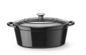 Garnek żeliwny emaliowany, HENDI, 6,88L, czarny, 405x255x(H)134mm, Owalny