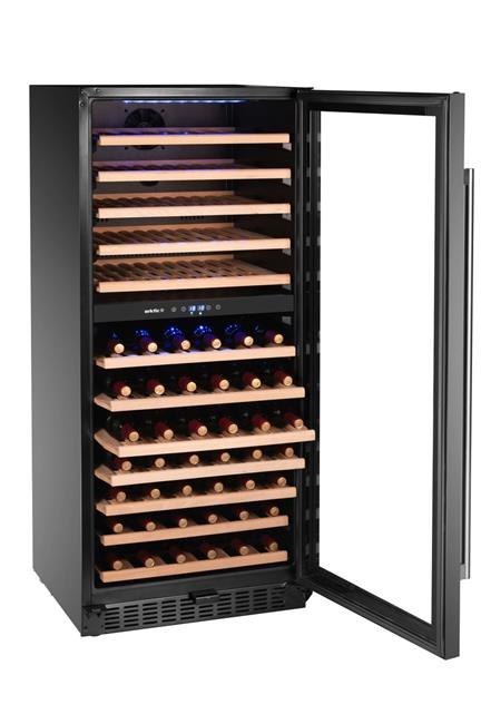 Lodówka do wina, 2-strefowa, 124 butelki, Arktic, 265L, czarny, 569x595x(H)1397mm