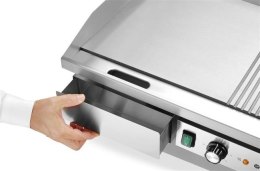 Płyta grillowa w połowie żebrowana, HENDI, Budget Line, 1/2 gładka, 1/2 ryflowana, 400V/4400W, 720x460x(H)241mm Wariant podstawo