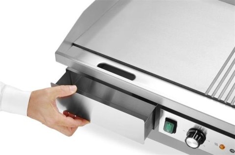Płyta grillowa w połowie żebrowana, HENDI, Budget Line, 1/2 gładka, 1/2 ryflowana, 400V/4400W, 720x460x(H)241mm Wariant podstawo