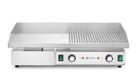 Płyta grillowa w połowie żebrowana, HENDI, Budget Line, 1/2 gładka, 1/2 ryflowana, 400V/4400W, 720x460x(H)241mm Wariant podstawo