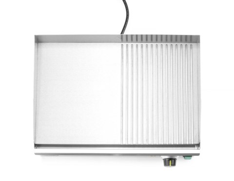 Płyta grillowa w połowie żebrowana, HENDI, Kitchen Line, 1/2 gładka, 1/2 ryflowana, 220-240V/2400W, 527x404x(H)233mm