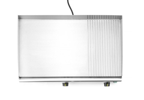 Płyta grillowa w ? żebrowana, HENDI, Kitchen Line, 2/3 gładka, 1/3 ryflowana, 220-240V/3500W, 697x474x(H)241mm