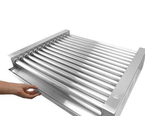 Podgrzewacz rolkowy do parówek XL - dwustrefowy, HENDI, 14 rolek, srebrny, 220-240V/2000W, 732x590x(H)168mm, Prostokątny Wariant