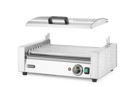 Podgrzewacz rolkowy do parówek jednostrefowy, z energooszczędną pokrywą, HENDI, 9 rolek, 230V/790W, 566x450x(H)259mm Wariant pod