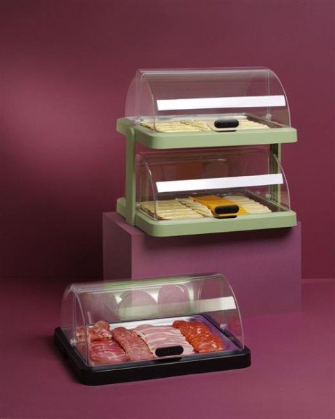Podwójna witrynka chłodząca roll-top Duo UNIQ, HENDI, designed by Robert Bronwasser, zielony, 480x355x(H)480mm, Prostokątny Wari