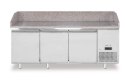 Stół chłodniczy do pizzy, 3-drzwiowy, z granitowym blatem, Arktic, 375L, granitowy, 230V/400W, 2010x800x(H)875mm Wariant podstaw