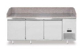 Stół chłodniczy do pizzy, 3-drzwiowy, z granitowym blatem, Arktic, 375L, granitowy, 230V/400W, 2010x800x(H)875mm Wariant podstaw