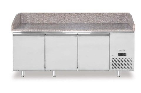Stół chłodniczy do pizzy, 3-drzwiowy, z granitowym blatem, Arktic, 375L, granitowy, 230V/400W, 2010x800x(H)875mm Wariant podstaw