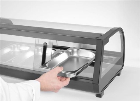 Witryna chłodnicza do sushi, Arktic, W zestawie pojemniki: 4x GN 1/3 (H) 40 mm., GN 1/3, czarny, 220-240V/190W, 1177x426x(H)296m