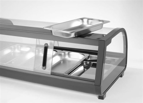 Witryna chłodnicza do sushi, Arktic, W zestawie pojemniki: 4x GN 1/3 (H) 40 mm., GN 1/3, czarny, 220-240V/190W, 1177x426x(H)296m