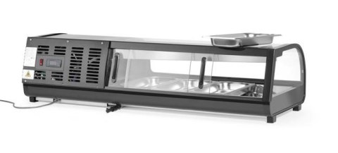 Witryna chłodnicza do sushi, Arktic, W zestawie pojemniki: 4x GN 1/3 (H) 40 mm., GN 1/3, czarny, 220-240V/190W, 1177x426x(H)296m