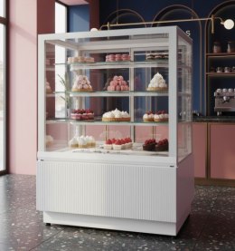 Witryna cukiernicza chłodnicza | Dolce Fresca 900 Bianco | 945x670x1285 mm | białe wnętrze Resto Quality