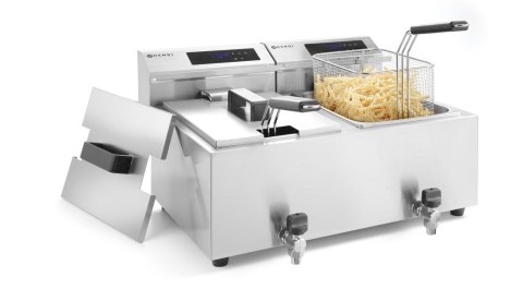 Frytownica z panelem cyfrowym Mastercook z kranem spustowym pojemność 2x8l Hendi