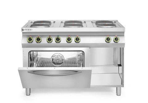KUCHNIA ELEKTRYCZNA 6-PŁYTOWA KITCHEN LINE Z KONWEKCYJNYM PIEKARNIKIEM ELEKTRYCZNYM GN 1/1 Hendi