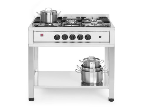 Kuchenka gazowa - 5-palnikowa Kitchen Line na podstawie otwartej Hendi