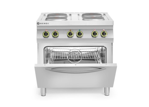Kuchnia elektryczna - 4-płytowa Kitchen Line z konwekcyjnym piekarnikiem elektrycznym GN 1/1 Hendi