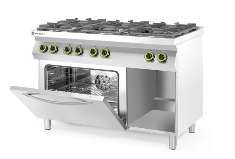 Kuchnia gazowa 6-palnikowa Kitchen Line z konwekcyjnym piekarnikiem elektrycznym GN 1/1 Hendi