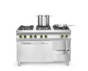 Kuchnia gazowa 6-palnikowa Kitchen Line z konwekcyjnym piekarnikiem elektrycznym GN 1/1 Hendi