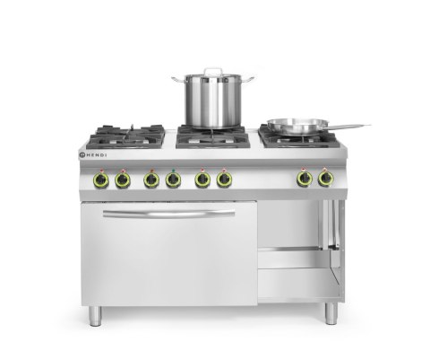 Kuchnia gazowa 6-palnikowa Kitchen Line z konwekcyjnym piekarnikiem elektrycznym GN 1/1 Hendi