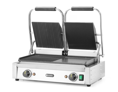 Grill kontaktowy podwójny - jedna str. ryflowana, druga str. gładka Hendi