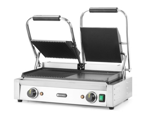 Grill kontaktowy podwójny - jedna str. ryflowana, druga str. gładka Hendi