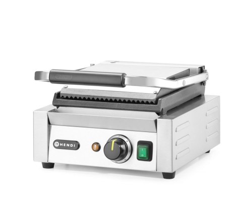 Grill kontaktowy pojedyńczy góra ryflowana, dół gładki Hendi